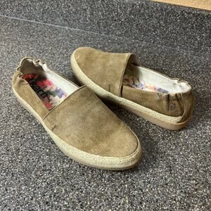 Born Mustard Suede Slip On Shoes Women's Size 8.5 M Comfort Casual Flats Loafers